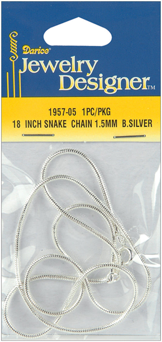 Jewelry Designer Slimpack Snake Chain 18 Inches Silver