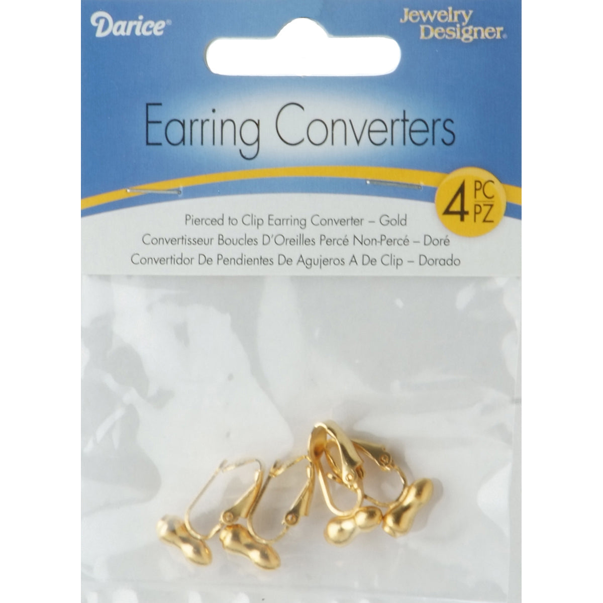 Jewelry Designer Earring Converters Pierced To Clip On Gold