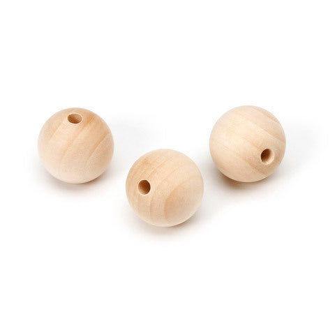 Big Value Wood Round Bead Natural 25Mm