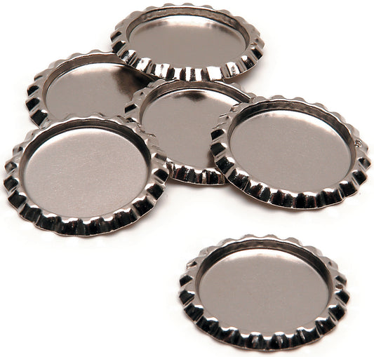 Flat Bottle Caps 1 Inch Chrome