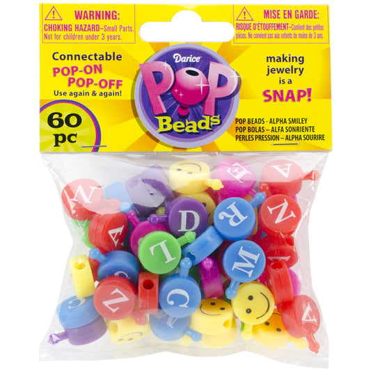 Pop Beads Alphabet and Smiley Face Bright Colors