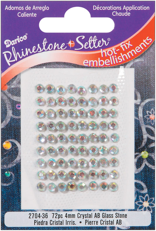 Rhinestone Setter Hot Fix Glass Stones 4 mm Crystal Ab