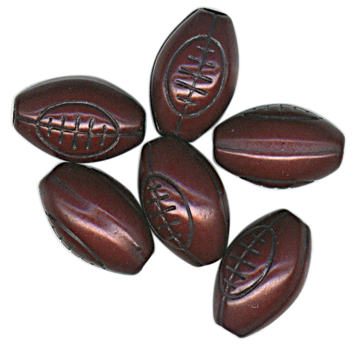 Team Sport Beads Acrylic Football Brown and Black 12mm x 18mm