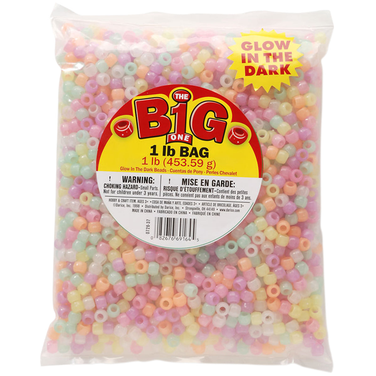 Pony Beads 1 Pound Bag Glow in The Dark Assorted 9mm