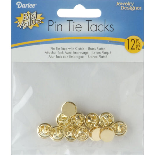 Brass Tie Tacks with Clutch Brass Plated