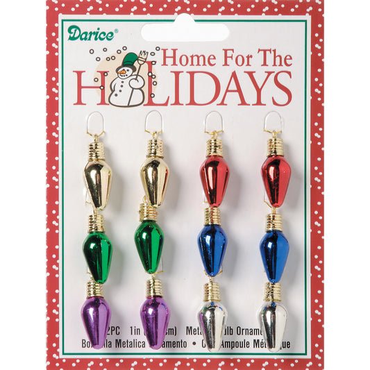 Plastic Metallic Christmas Tree Bulbs 1 Inches Flame Multicolor