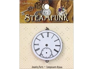 Steampunk Solid Oak Pendant Watch Movement Silver