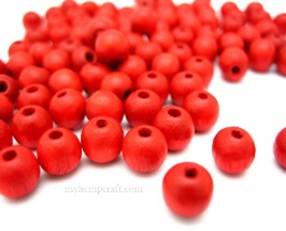 Macrame Craft Wood Beads 20Mm Red