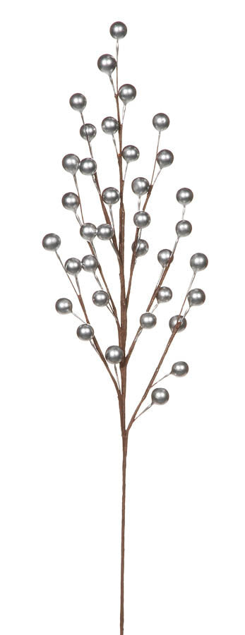 Christmas Floral Berry Spray 35 Berries Metallic Silver