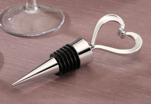 Cut Out Heart Wine Stopper Silver 4.5 Inches