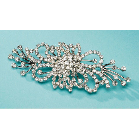 David Tutera Rhinestone Brooch Flat Spray Silver 4 X 1.5 Inches