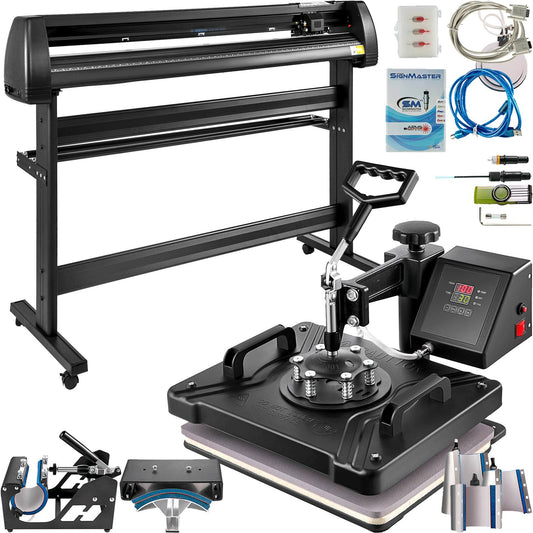 8 In 1 Heat Press 12"x15" Transfer Machine 53" Vinyl Cutter/plotter Cutting Diy