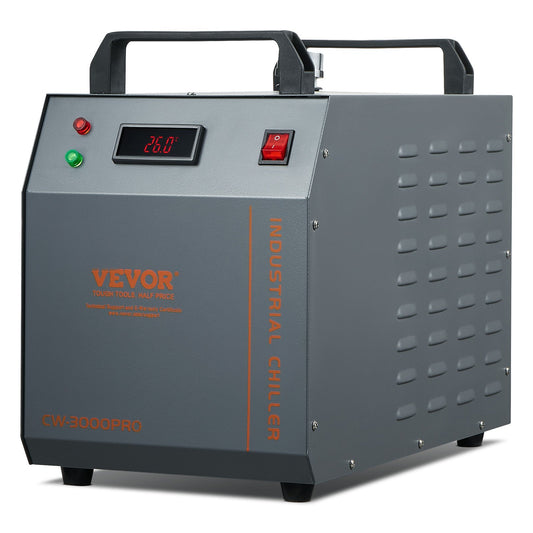 VEVOR Industrial Water Chiller, CW-3000(PRO), 150W Air-Cooled Industrial Water Cooler Cooling System with 12L Water Tank Capacity 18 L/min Max Flow Rate, for Laser Engraving Machine Cooling Machine