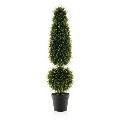 4 Feet Artificial Boxwood Topiary Tree with Natural Vines and PE Leaves-Green