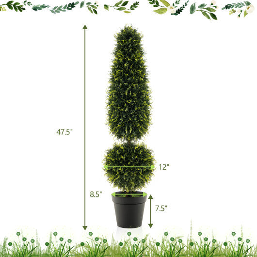 4 Feet Artificial Boxwood Topiary Tree with Natural Vines and PE Leaves-Green