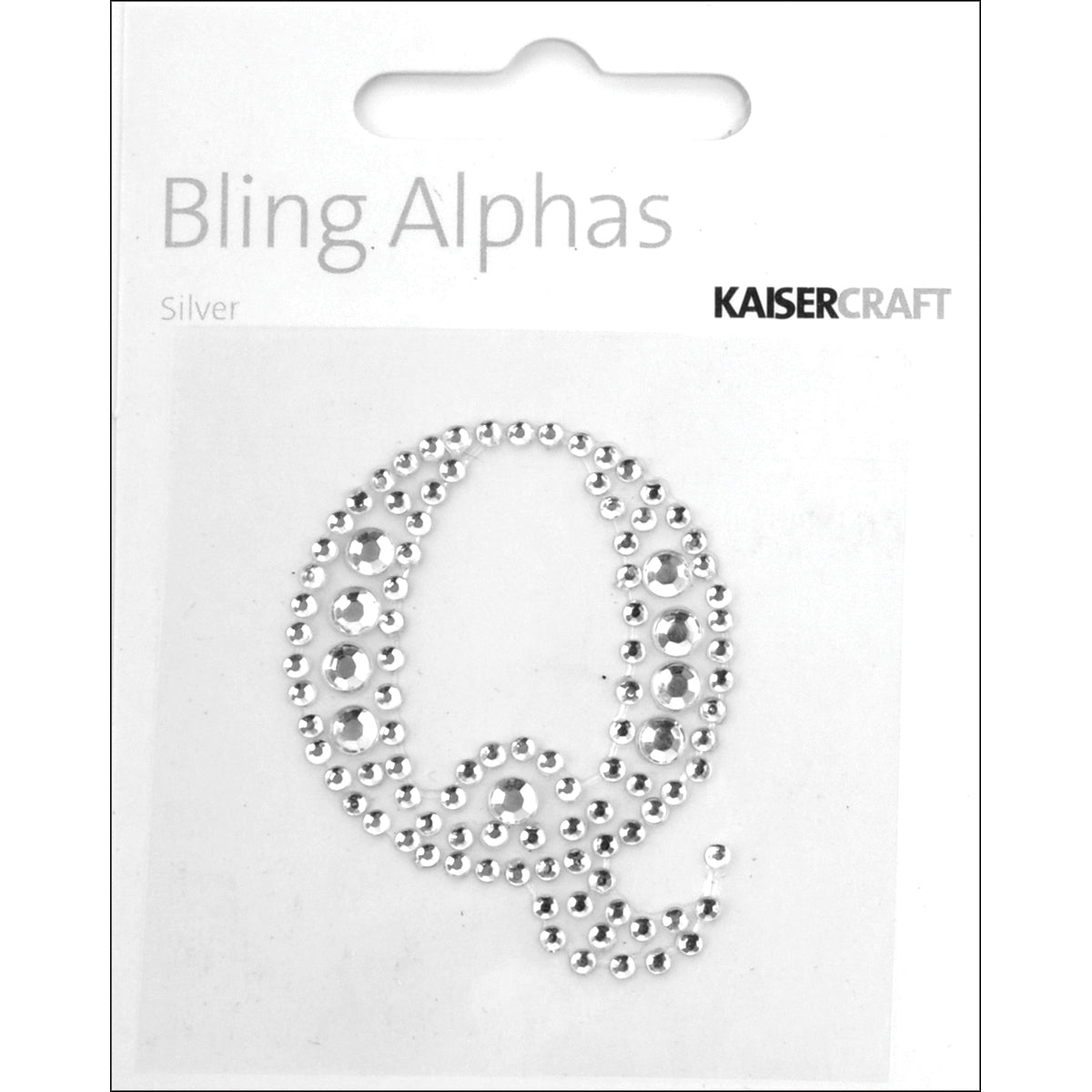 Bling Alphas Self Adhesive Rhinestone Letter Silver Crystal Q