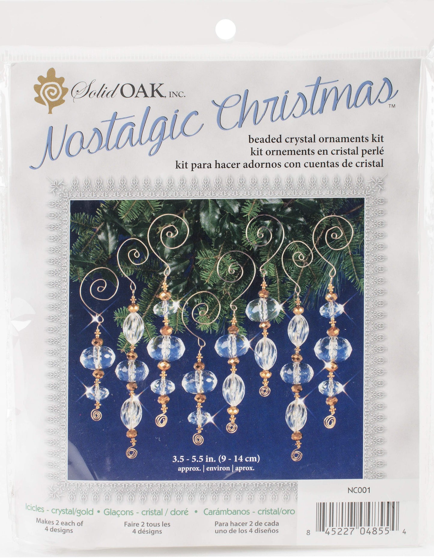 Nostalgic Christmas Beaded Crystal Ornament Kit Gold and Crystal Icicles