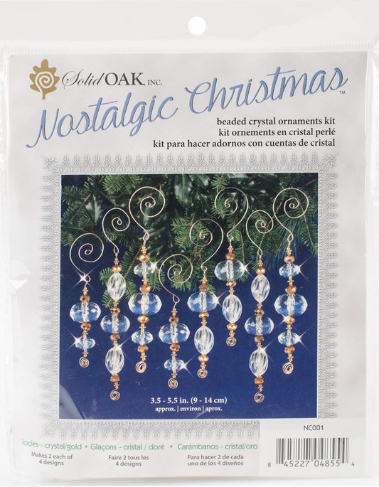 Nostalgic Christmas Beaded Crystal Ornament Kit Gold and Crystal Icicles