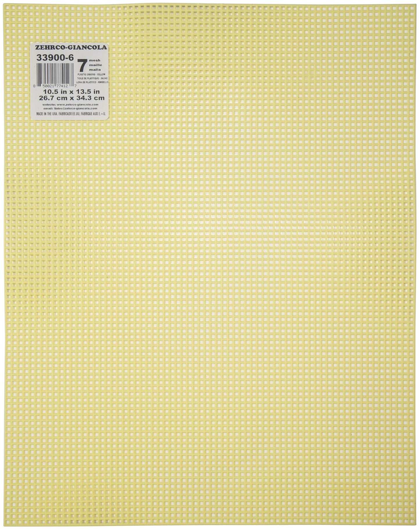 Zehrco Giancola Plastic Canvas 7 Count 13 1 2inches X 10 1 2inches Yellow