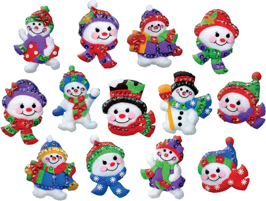 Design Works Felt Ornament Applique Kit Set Of 13 Jolly Snowman