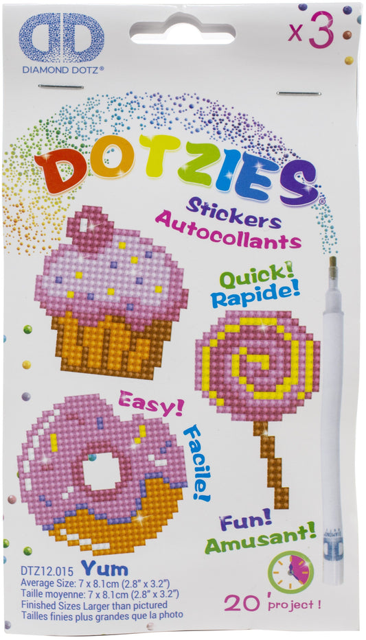 Diamond Dotz DOTZIES Stickers Facet Art Kit-Multi Pack Yum 3 Per Pkg