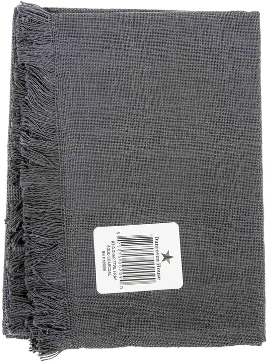 Dunroven House Fringed Edge Tea Towel 20 X28 inch Charcoal and Dark Grey inch