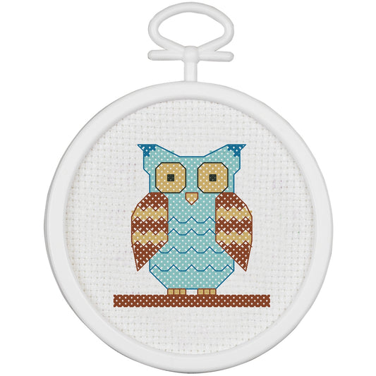 Janlynn Mini Counted Cross Stitch Kit 2.5 Round Owl 18 Count inch