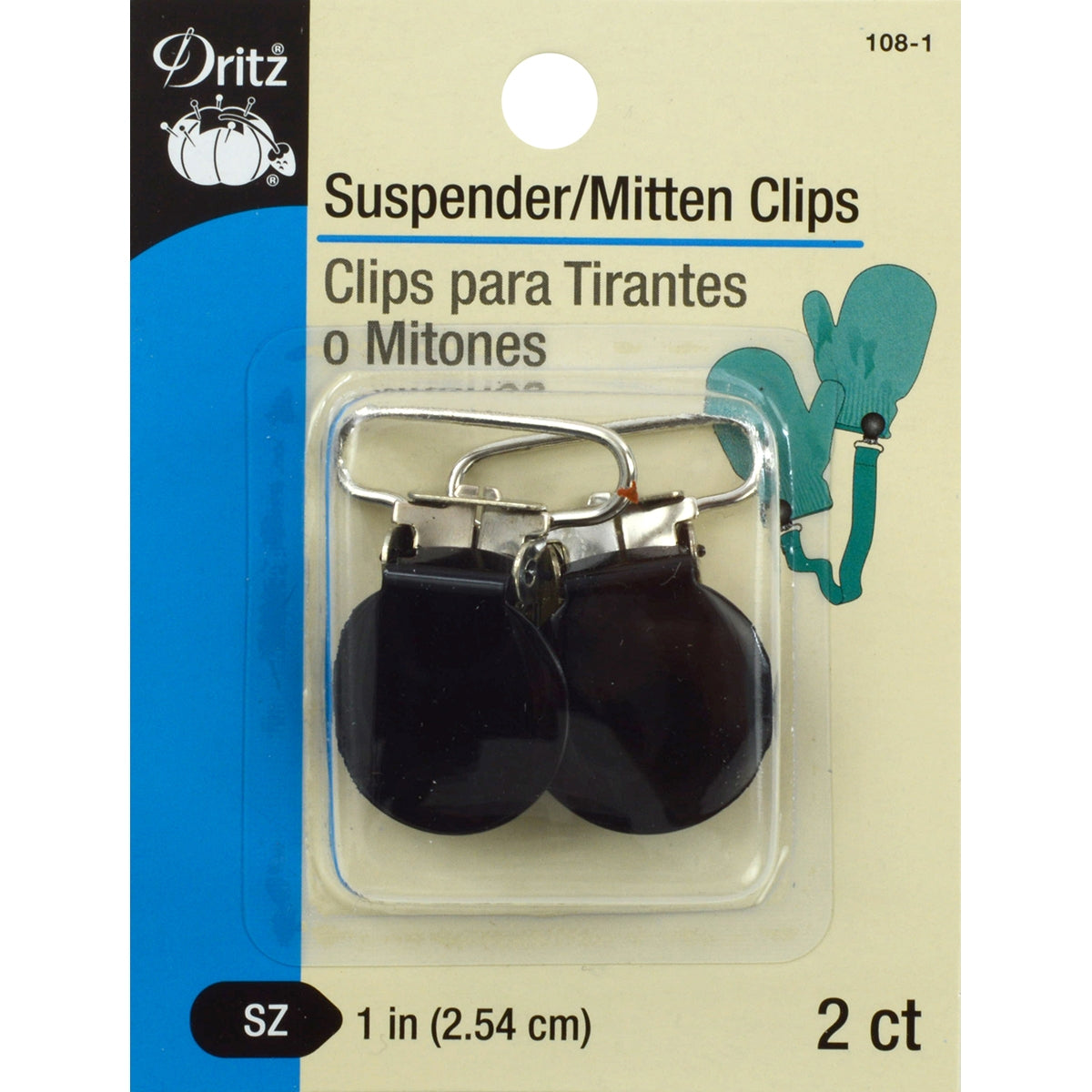 Dritz Suspender and Mitten Clips 2 Per Pkg Black