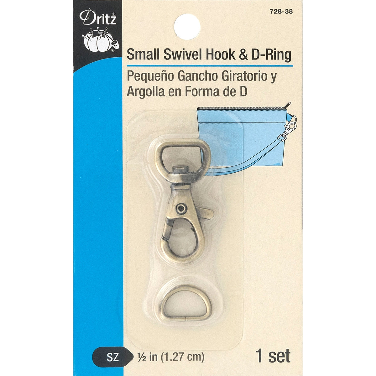 Dritz Small Swivel Hook and D Ring 1 Per Set Brushed Antique Brass