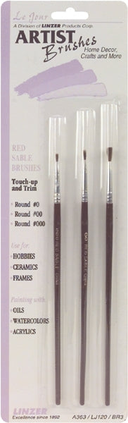 Red Sable Artist Brush Set-3 Per Pkg