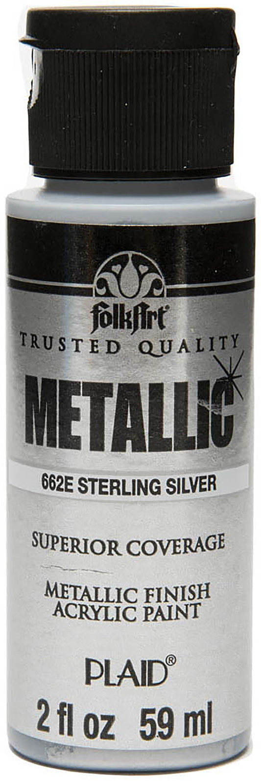 FolkArt Metallic Acrylic Paint 2oz Silver Sterling