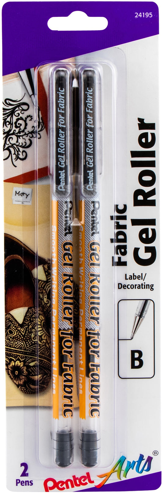 Gel Roller Fabric Pens 1mm 2 Per Pkg Black