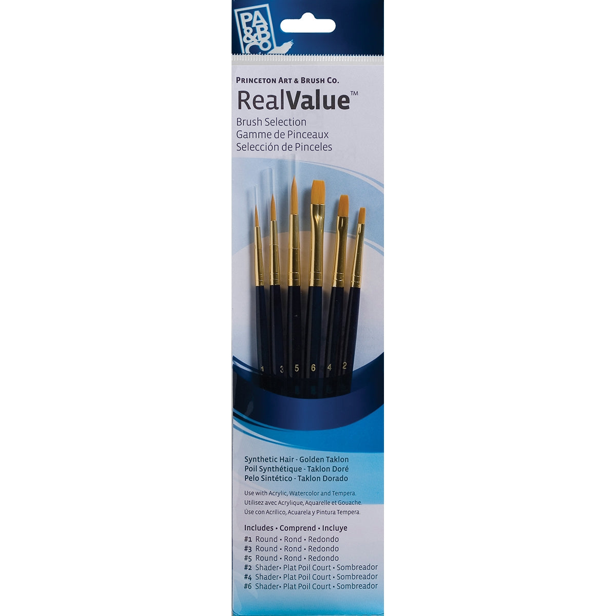 Synthetic Gold Taklon Real Value Brush Set-6 Per Pkg