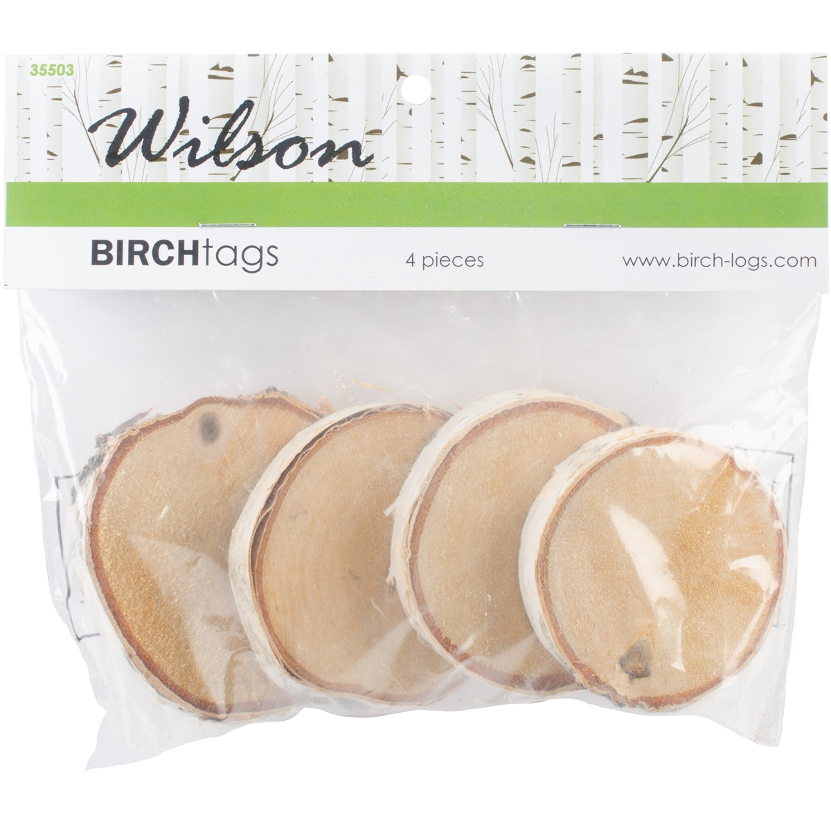 Natural White Birch Tags 4 Per Pkg 1.75 inch To 2.75 inch