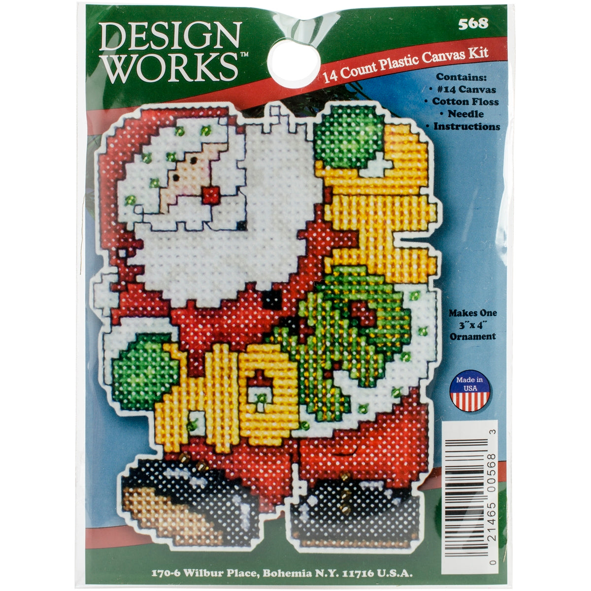 Design Works Plastic Canvas Ornament Kit 4 Inch X3 Inch Ho Ho Santa 14 Count