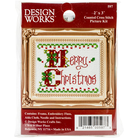 Design Works Counted Cross Stitch Kit 2inchesX3inchesMerry Christmas 18 Count