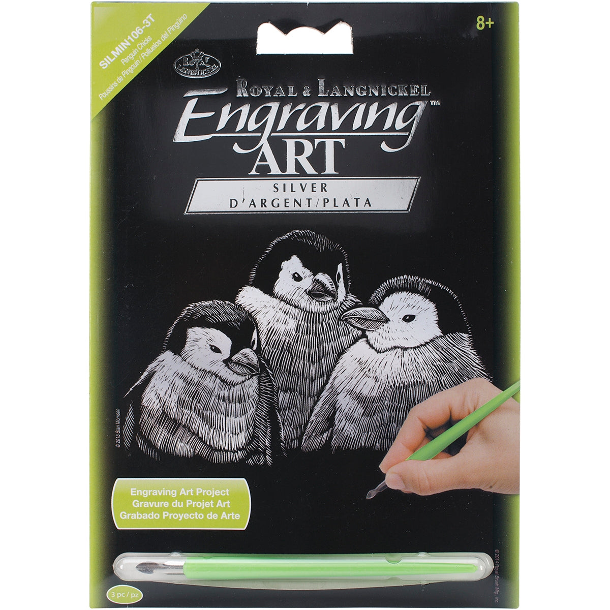 Silver Foil Engraving Art Mini Kit 5InchesX7Inches Penguin Chicks