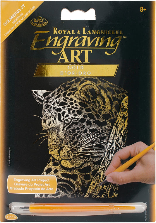 Gold Foil Engraving Art Mini Kit 5 X7 inch Leopard In inch