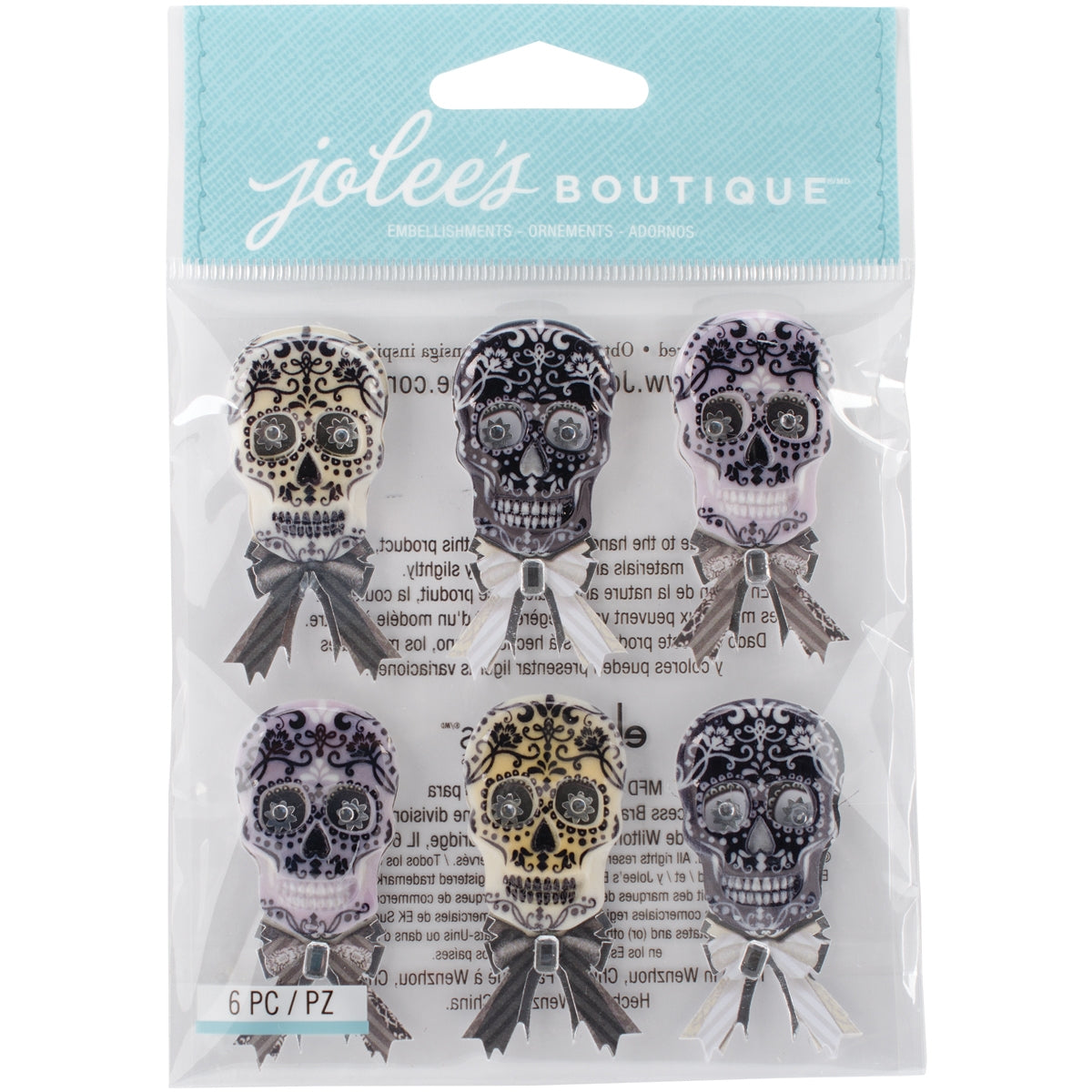 Jolee s Boutique Dimensional Stickers Black and White Skulls