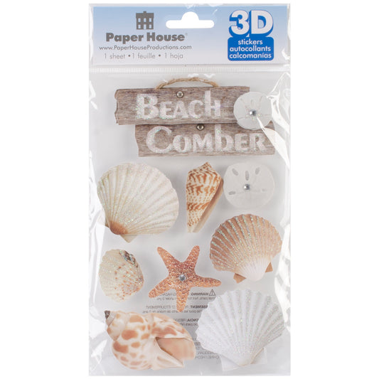 Paper House 3D Stickers 4.5InchesX7.5Inches Beach Comber