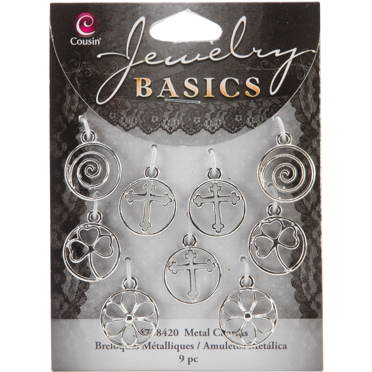 Jewelry Basics Metal Charms-Silver Shapes 9 Per Pkg