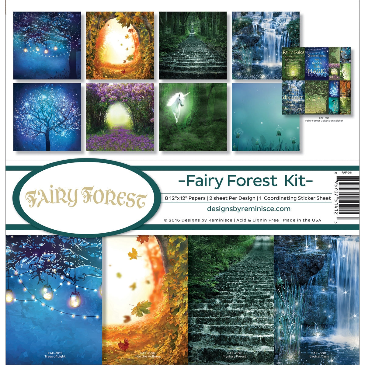 Reminisce Collection Kit 12inchesX12inches Fairy Forest W Fireflies and Unicorn