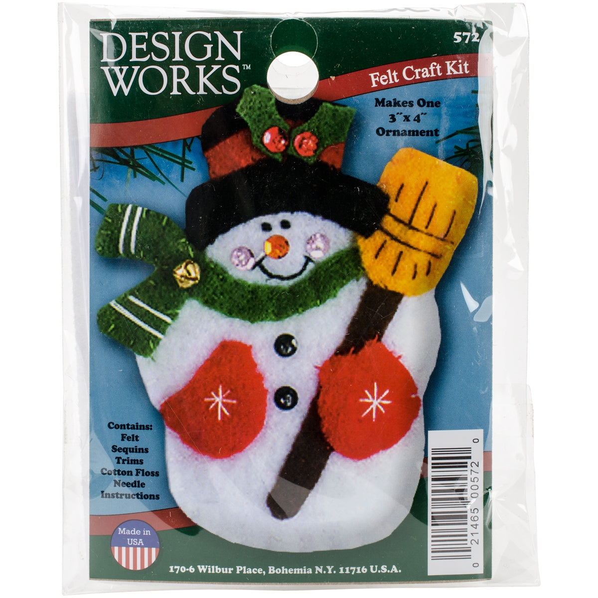 Design Works Felt Ornament Applique Kit 3InchesX4Inches Snowman and Broom