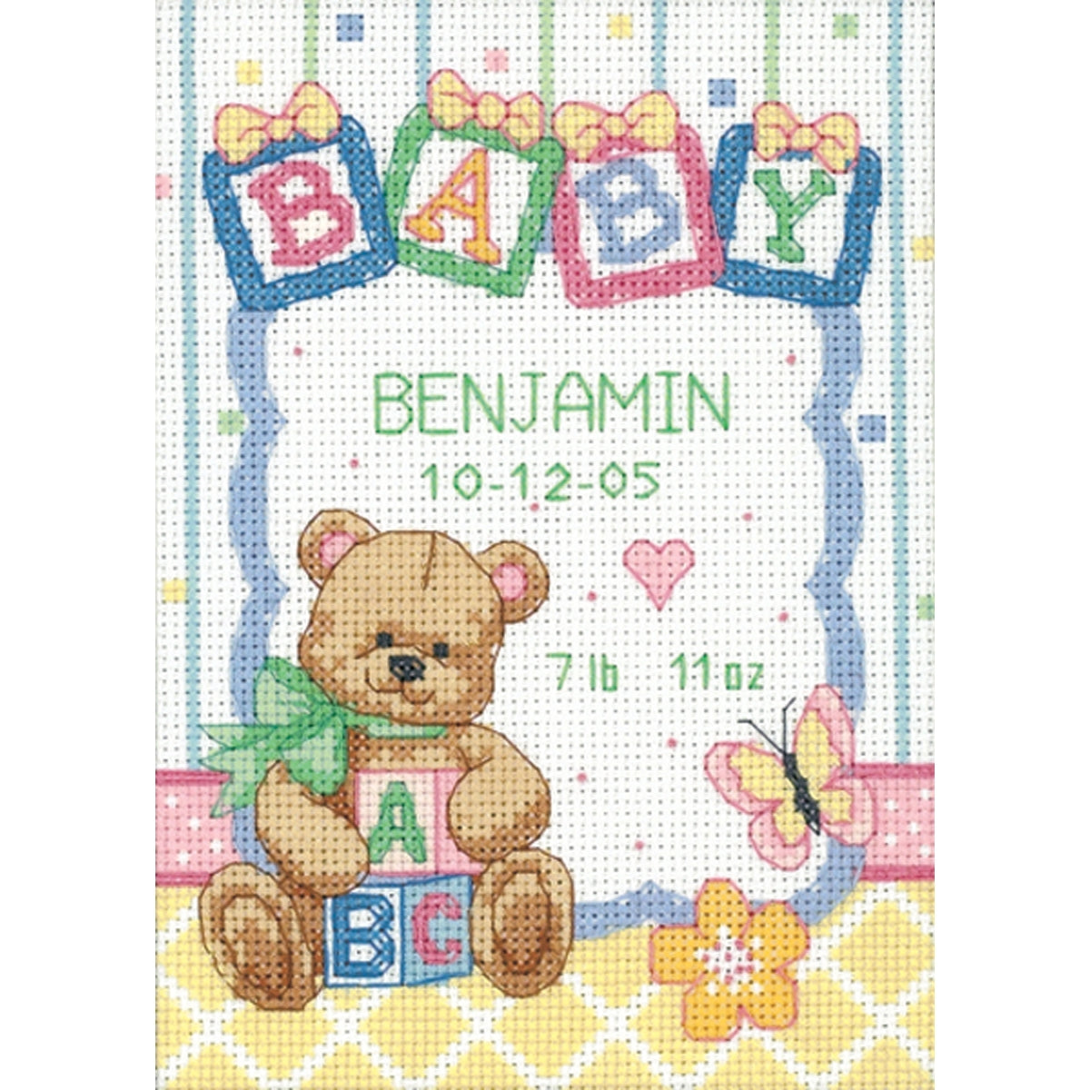 DimensionsBaby Hugs Counted Cross Stitch Kit 5inchesX7inchesBaby Blocks Birth Record 14 Count