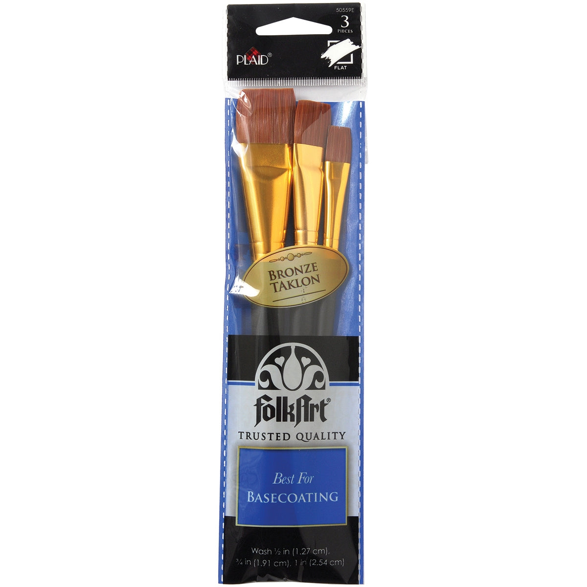 FolkArt Bronze Taklon Brush Set-3 Per Pkg