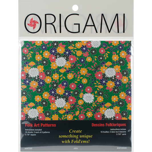 Fold 'Ems Origami Paper 5.875 inch 16 Per Pkg Folk Art