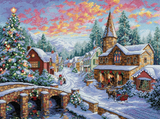 Dimensions Gold Collection Counted Cross Stitch Kit 16inchesX12inches Holiday Village 16 Count