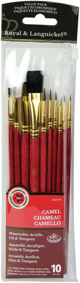 Royal And Langnickel(R) Camel Value Pack Brush Set - 10 Per Pkg