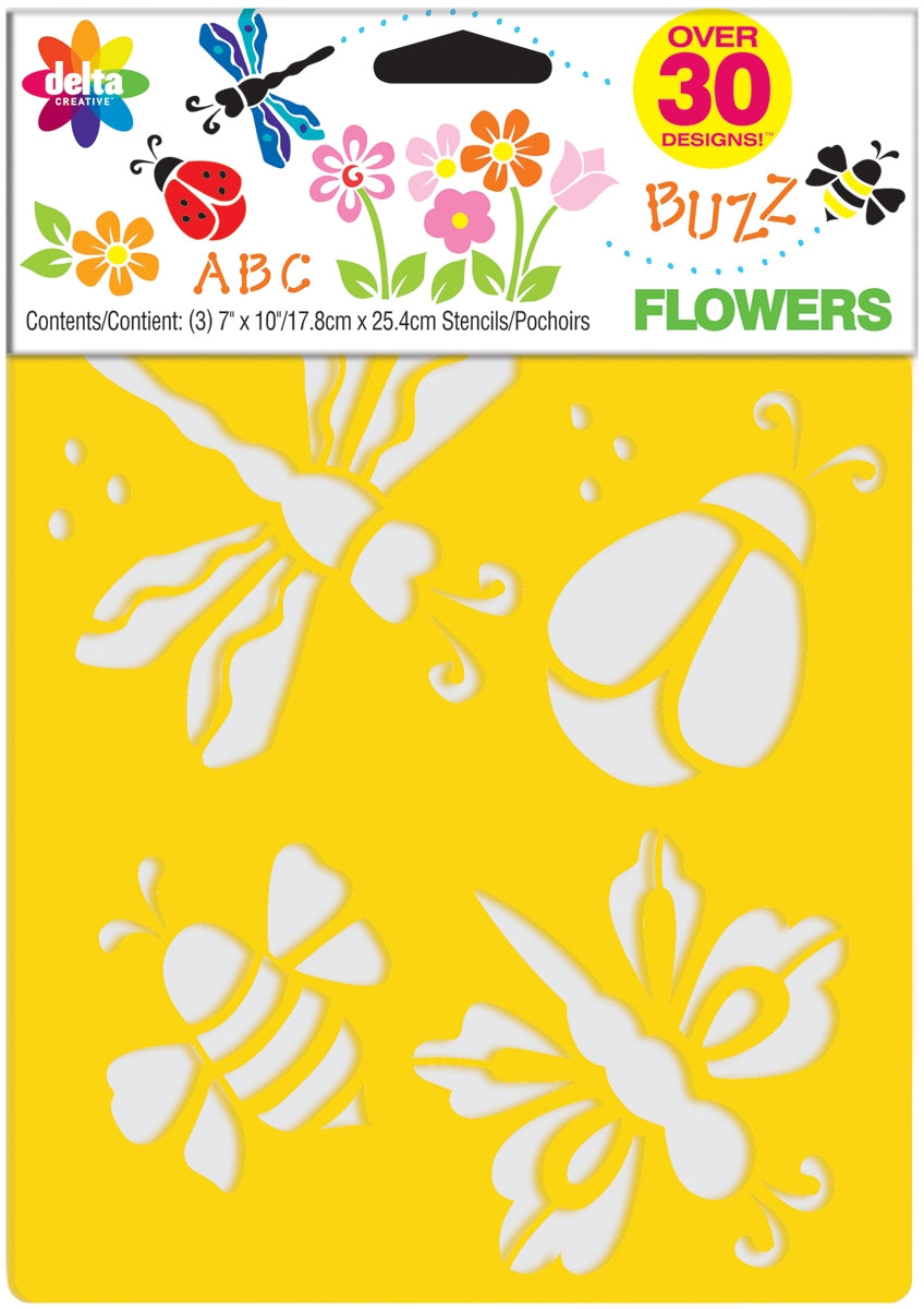 Stencil Mania Stencils 7 inch X10 inch 3 Per Pkg Flowers