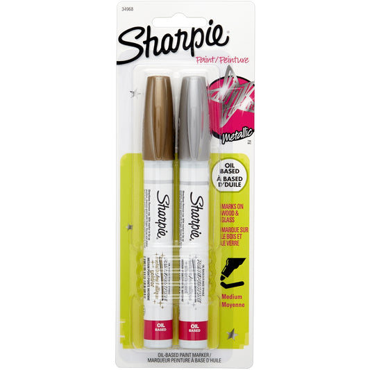 Sharpie Medium Point Oil-Based Paint Markers 2 Per Pkg Gold, Silver